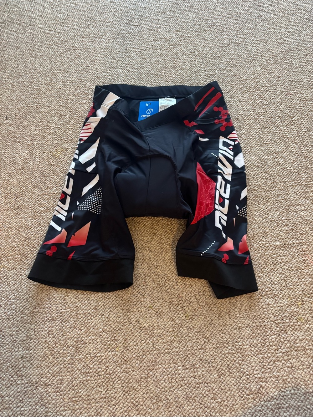 Men's Black & Red Cycling Shorts with Padded Chamois -
